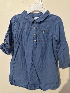 H&M Dusty Blue Long-Sleeve Henley Shirt for Kids